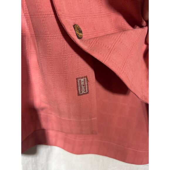 Tommy Bahama Button Up XL 100% SILK Salmon Textured - Picture 7 of 14